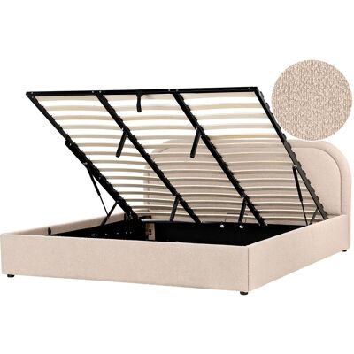 Beliani Lit Ottoman Avec Rangement Moderne En Bouclé 180 X 200 Cm Rembourré Beige Quilli - Publicité Beliani Lit Ottoman Avec Rangement Moderne En Bouclé 180 X 200 Cm Rembourré Beige Quilli - Publicité