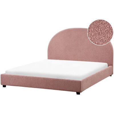 Beliani Lit Double Minimaliste En Bouclé 140 X 200 Cm Tête De Lit Demi-Ronde Rose Pastel - Publicité Beliani Lit Double Minimaliste En Bouclé 140 X 200 Cm Tête De Lit Demi-Ronde Rose Pastel - Publicité