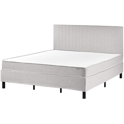 Beliani Lit Divan Avec Sommier En Tissu 180 X 200 Cm Matelas À Ressorts Ensachés Tête De - Publicité Beliani Lit Divan Avec Sommier En Tissu 180 X 200 Cm Matelas À Ressorts Ensachés Tête De - Publicité