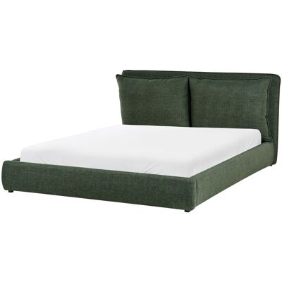 Beliani Lit Double Moderne En Tissu 160 X 200 Cm Avec Tête De Lit Rembourrée Vert Foncé - Publicité Beliani Lit Double Moderne En Tissu 160 X 200 Cm Avec Tête De Lit Rembourrée Vert Foncé - Publicité