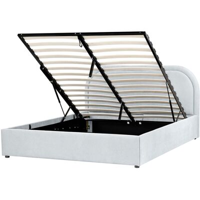 Beliani Lit Ottoman Avec Rangement Moderne En Tissu 140 X 200 Cm Rembourré Bleu Clair Q - Publicité Beliani Lit Ottoman Avec Rangement Moderne En Tissu 140 X 200 Cm Rembourré Bleu Clair Q - Publicité