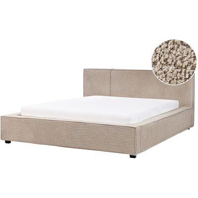 Beliani Lit Double Moderne En Bouclé 160 X 200 Cm Cadre De Lit Taupe Mirande - Publicité Beliani Lit Double Moderne En Bouclé 160 X 200 Cm Cadre De Lit Taupe Mirande - Publicité