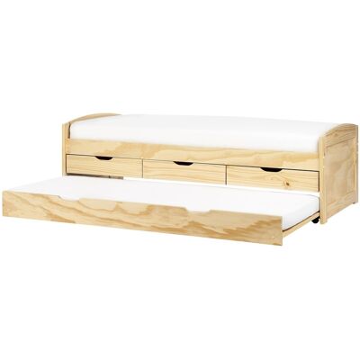 Beliani Petiville - Lit enfant escamotable avec rangement - Bois de pin clair - Économiseur d'espace - Style scandinave - Publicité Beliani Petiville - Lit enfant escamotable avec rangement - Bois de pin clair - Économiseur d'espace - Style scandinave - Publicité