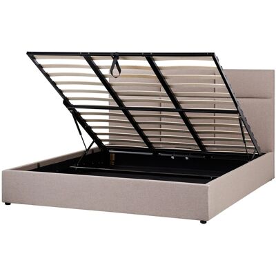 Beliani Lit Double Avec Rangement Et Tête De Lit Mobilier De Chambre 180 X 200 Cm Polyes - Publicité Beliani Lit Double Avec Rangement Et Tête De Lit Mobilier De Chambre 180 X 200 Cm Polyes - Publicité