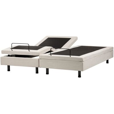 Beliani Lit Double Electrique Moderne Articulé Réglable Par Télécommande Sans Tête De Li - Publicité Beliani Lit Double Electrique Moderne Articulé Réglable Par Télécommande Sans Tête De Li - Publicité