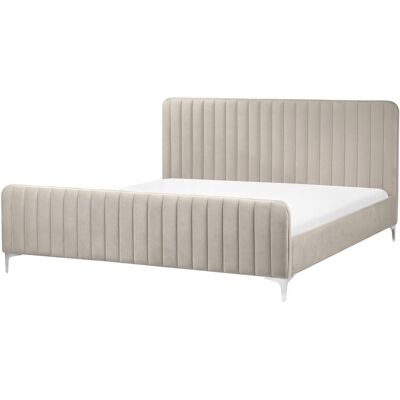 Lit en Velours Taupe EU Super King - Beliani - Publicité Lit en Velours Taupe EU Super King - Beliani - Publicité