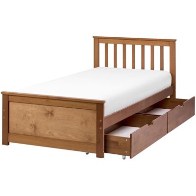 Beliani Lit Minimaliste En Bois De Pin Mdf 90 X 200 Cm Avec 2 Tiroirs De Rangement Marro - Publicité Beliani Lit Minimaliste En Bois De Pin Mdf 90 X 200 Cm Avec 2 Tiroirs De Rangement Marro - Publicité