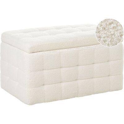 Beliani Bout De Lit 72 X 42 Cm En Velours Avec Rangement Capitons Bouclé Blanc Doux - Publicité Beliani Bout De Lit 72 X 42 Cm En Velours Avec Rangement Capitons Bouclé Blanc Doux - Publicité