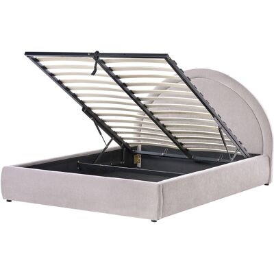 Beliani Lit Avec Rangement En Tissu 140 X 200 Cm Tête De Lit Rembourrée Taupe Mouzon - Publicité Beliani Lit Avec Rangement En Tissu 140 X 200 Cm Tête De Lit Rembourrée Taupe Mouzon - Publicité