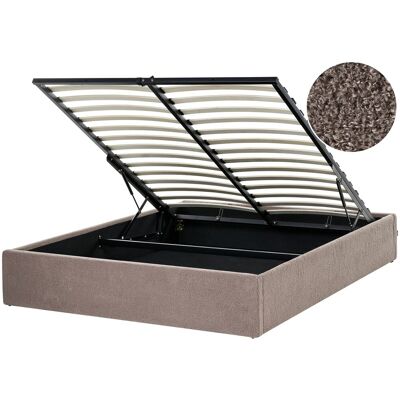Beliani Lit Double Avec Rangement En Bouclé Moderne 140 X 200 Cm Taupe Dinan - Publicité Beliani Lit Double Avec Rangement En Bouclé Moderne 140 X 200 Cm Taupe Dinan - Publicité
