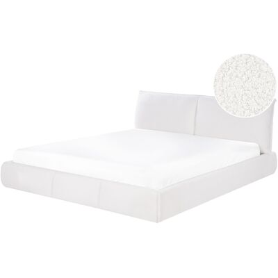 Beliani Lit À Eau Double Design Moderne 180 X 200 Cm Rembourré En Tissu Bouclé Blanc Vin - Publicité Beliani Lit À Eau Double Design Moderne 180 X 200 Cm Rembourré En Tissu Bouclé Blanc Vin - Publicité