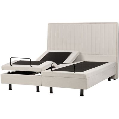 Beliani Lit Double En Tissu 160x200cm Electrique Réglable Avec Télécommande Beige Clair - Publicité Beliani Lit Double En Tissu 160x200cm Electrique Réglable Avec Télécommande Beige Clair - Publicité