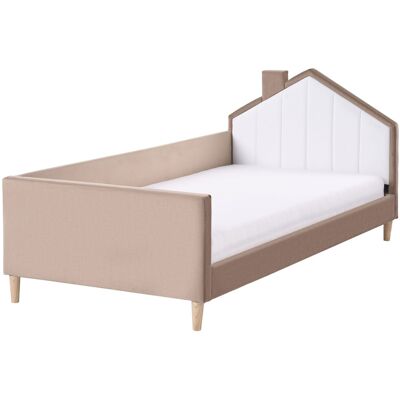 Lit pour enfants en velours Beliani - Moderne lit marron avec canopy - 90x200cm - Publicité Lit pour enfants en velours Beliani - Moderne lit marron avec canopy - 90x200cm - Publicité