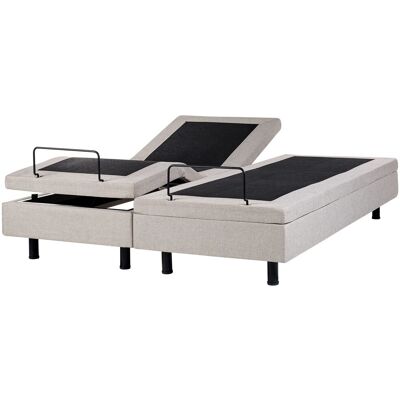 Beliani Lit Double Ajustable Avec Télécommande Réglable Électriquement 160x200cm Beige - Publicité Beliani Lit Double Ajustable Avec Télécommande Réglable Électriquement 160x200cm Beige - Publicité
