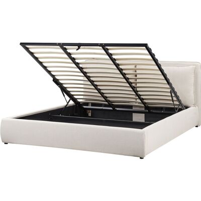 Lit Bajonna de Beliani - Lit Moderne Beige avec Rangement - Publicité Lit Bajonna de Beliani - Lit Moderne Beige avec Rangement - Publicité