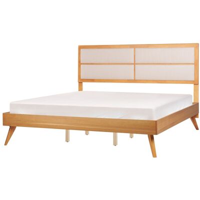 Lit King Size en Bois Clair - Design Rustique Moderne - 180x200 cm - Publicité Lit King Size en Bois Clair - Design Rustique Moderne - 180x200 cm - Publicité