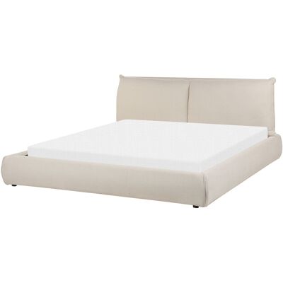 Beliani Lit À Eau Rembourré Design Contemporain 180 X 200 Cm En Tissu Polyester Beige - Publicité Beliani Lit À Eau Rembourré Design Contemporain 180 X 200 Cm En Tissu Polyester Beige - Publicité