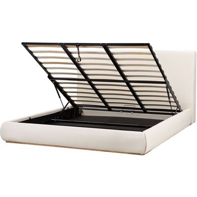 Beliani Lit Double Avec Rangement Et Tête De Lit Mobilier De Chambre 180 X 200 Cm Polyes - Publicité Beliani Lit Double Avec Rangement Et Tête De Lit Mobilier De Chambre 180 X 200 Cm Polyes - Publicité