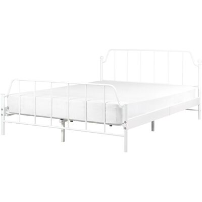 Cadre de lit en métal blanc 140 x 200 cm - Chambre - Publicité Cadre de lit en métal blanc 140 x 200 cm - Chambre - Publicité