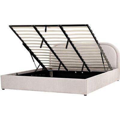 Beliani Lit Ottoman Avec Rangement Moderne En Tissu 180 X 200 Cm Rembourré Taupe Quillie - Publicité Beliani Lit Ottoman Avec Rangement Moderne En Tissu 180 X 200 Cm Rembourré Taupe Quillie - Publicité