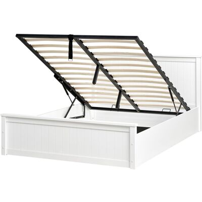 Beliani Lit Ottoman En Bois De Pin 140 X 200 Cm Avec Cadre Relevable Rangement Meuble Ch - Publicité Beliani Lit Ottoman En Bois De Pin 140 X 200 Cm Avec Cadre Relevable Rangement Meuble Ch - Publicité