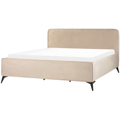Cadre de Lit Velours Taupe Beliani Taille EU Super King - Lit - Publicité Cadre de Lit Velours Taupe Beliani Taille EU Super King - Lit - Publicité