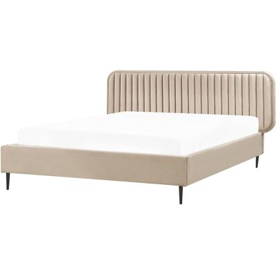 Beliani Lit Double Moderne En Velours 160 X 200 Cm Rembourré Cadre Pieds En Métal Taupe - Publicité Beliani Lit Double Moderne En Velours 160 X 200 Cm Rembourré Cadre Pieds En Métal Taupe - Publicité