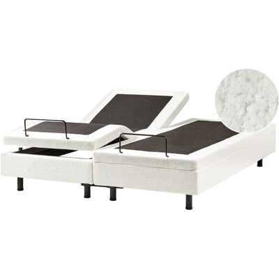 Beliani Lit Double À Réglage Électrique Avec Télécommande 160 X 200cm Bouclé Blanc Cassé - Publicité Beliani Lit Double À Réglage Électrique Avec Télécommande 160 X 200cm Bouclé Blanc Cassé - Publicité