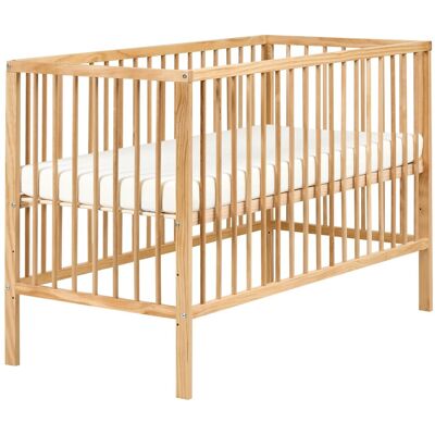 Beliani Lit Bébé En Bois 60 X 120 Cm Avec Barreaux Réglables En Hauteur Marron Clair - Publicité Beliani Lit Bébé En Bois 60 X 120 Cm Avec Barreaux Réglables En Hauteur Marron Clair - Publicité