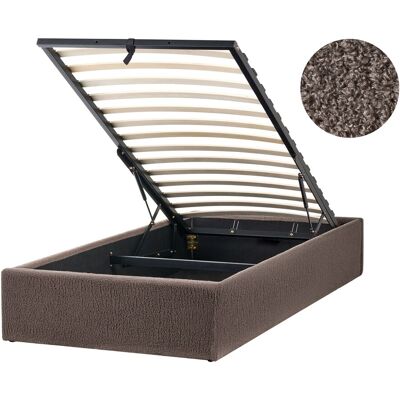 Beliani Lit Simple Avec Rangement Moderne En Bouclé 90 X 200 Cm Taupe Dinan - Publicité Beliani Lit Simple Avec Rangement Moderne En Bouclé 90 X 200 Cm Taupe Dinan - Publicité