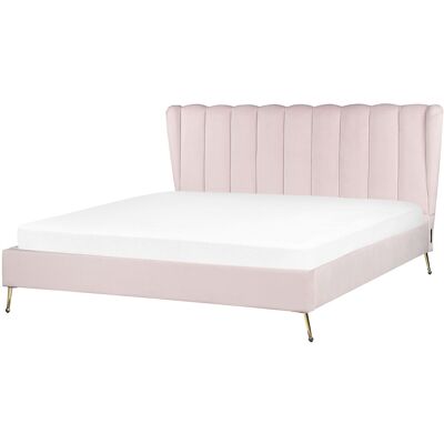 Lit en Velours Rose Pastel Beliani - Lit - Publicité Lit en Velours Rose Pastel Beliani - Lit - Publicité