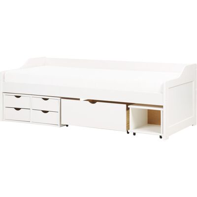 Lit de rangement Beliani Royville - Blanc - 90x200cm - Bois - Publicité Lit de rangement Beliani Royville - Blanc - 90x200cm - Bois - Publicité