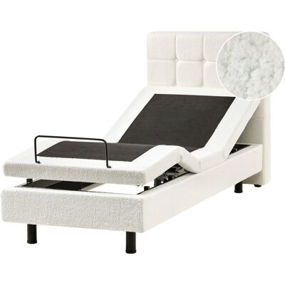 Beliani Lit Simple À Réglage Électrique Avec Télécommande 80 X 200 Cm Bouclé Blanc Cassé - Publicité Beliani Lit Simple À Réglage Électrique Avec Télécommande 80 X 200 Cm Bouclé Blanc Cassé - Publicité