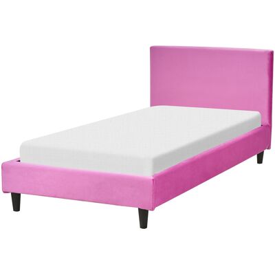 Lit en Velours Rose Fuchsia Beliani - Simple, Moderne - Publicité Lit en Velours Rose Fuchsia Beliani - Simple, Moderne - Publicité