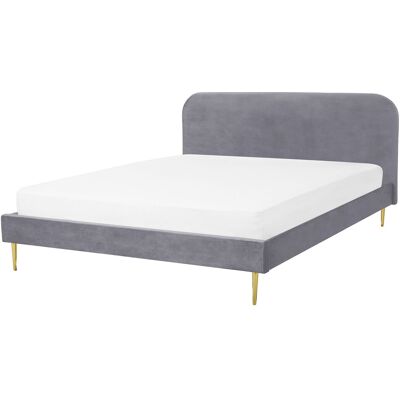 Lit Beliani Velours gris Taille reine européenne Pieds dorés Cadre à lattes 5,3 pi Design minimaliste Matériau:Velours x109x173 - Publicité Lit Beliani Velours gris Taille reine européenne Pieds dorés Cadre à lattes 5,3 pi Design minimaliste Matériau:Velours x109x173 - Publicité