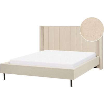 Lit King Size Beige Bouclé - Lit - Publicité Lit King Size Beige Bouclé - Lit - Publicité