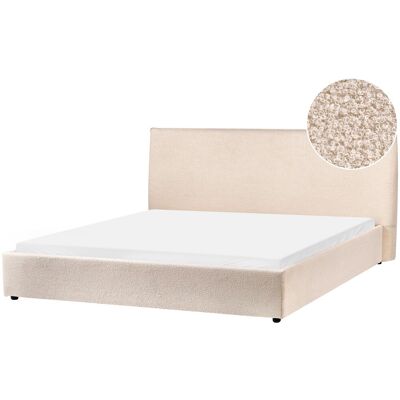 Beliani Lit Double Rembourré 180 X 200 Cm En Bouclé Beige Lavaur - Publicité Beliani Lit Double Rembourré 180 X 200 Cm En Bouclé Beige Lavaur - Publicité
