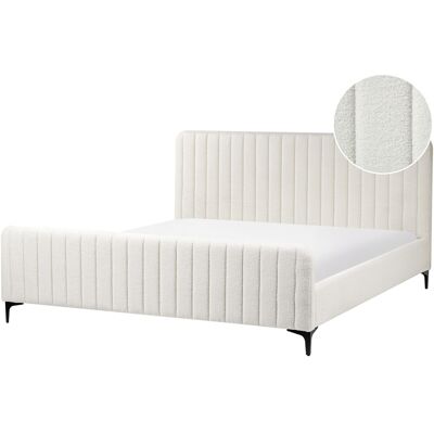Lit Bouclé Lunan de Beliani - Moderne, Blanc Crème, 180x200cm - Publicité Lit Bouclé Lunan de Beliani - Moderne, Blanc Crème, 180x200cm - Publicité