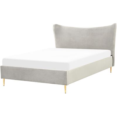 Lit double velours gris clair EU - BELIANI - Style glam moderne - Publicité Lit double velours gris clair EU - BELIANI - Style glam moderne - Publicité
