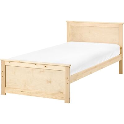 Beliani Lit Scandinave En Bois De Pin Bouleau Et Mdf 90 X 200 Cm Avec Tête De Lit Marron - Publicité Beliani Lit Scandinave En Bois De Pin Bouleau Et Mdf 90 X 200 Cm Avec Tête De Lit Marron - Publicité