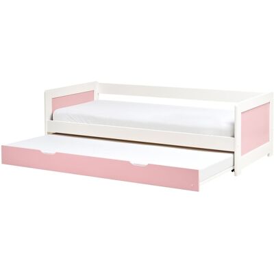 Beliani Lit Gigogne Simple Coulissant 90 X 200 Cm Lit D'Appoint En Bois De Pin Rose - Publicité Beliani Lit Gigogne Simple Coulissant 90 X 200 Cm Lit D'Appoint En Bois De Pin Rose - Publicité