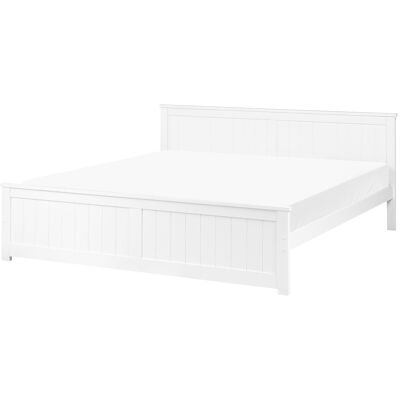 Beliani Lit Minimaliste En Bois De Pin Et Mdf 180 X 200 Cm Blanc Sabran - Publicité Beliani Lit Minimaliste En Bois De Pin Et Mdf 180 X 200 Cm Blanc Sabran - Publicité