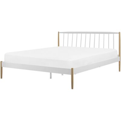 Lit Métallique Blanc Super King Beliani - Style Scandinave Rétro - Publicité Lit Métallique Blanc Super King Beliani - Style Scandinave Rétro - Publicité