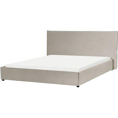 Beliani Lit Double Rembourré 180 X 200 Cm En Velours Taupe Lavaur - Publicité Beliani Lit Double Rembourré 180 X 200 Cm En Velours Taupe Lavaur - Publicité