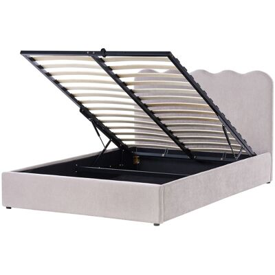 Beliani Lit Avec Rangement En Tissu 140 X 200 Cm Avec Tête De Lit Sommier À Lattes Taupe - Publicité Beliani Lit Avec Rangement En Tissu 140 X 200 Cm Avec Tête De Lit Sommier À Lattes Taupe - Publicité