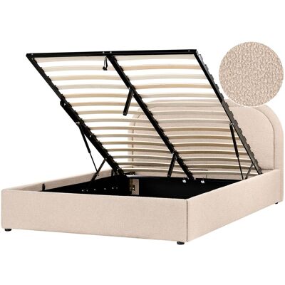 Beliani Lit Ottoman Avec Rangement Moderne En Bouclé 140 X 200 Cm Rembourré Beige Quilli - Publicité Beliani Lit Ottoman Avec Rangement Moderne En Bouclé 140 X 200 Cm Rembourré Beige Quilli - Publicité