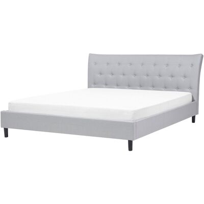 Lit king size en polyester gris - Design moderne - Publicité Lit king size en polyester gris - Design moderne - Publicité