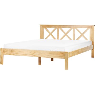 Lit en Bois de Pin Beliani - Style Scandinave Minimaliste - 160x200cm - Publicité Lit en Bois de Pin Beliani - Style Scandinave Minimaliste - 160x200cm - Publicité