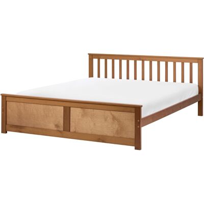 Beliani Lit Minimaliste En Bois De Pin Et Mdf 160 X 200 Cm Simple Une Place Marron Olend - Publicité Beliani Lit Minimaliste En Bois De Pin Et Mdf 160 X 200 Cm Simple Une Place Marron Olend - Publicité