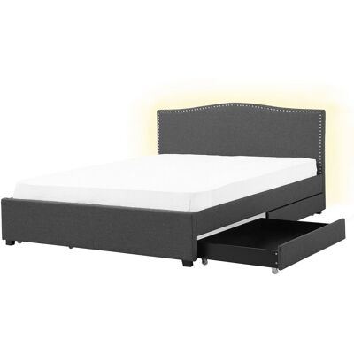 Beliani Sommier Pour Lit Double Avec Rangement 160 X 200 Cm En Tissu Gris Led Montpellie - Publicité Beliani Sommier Pour Lit Double Avec Rangement 160 X 200 Cm En Tissu Gris Led Montpellie - Publicité